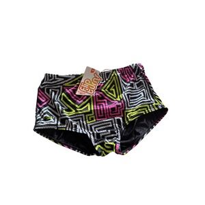 Speedo Flipturns Mens Swim Drag Briefs Black Hot Pink Geometric Print Sz 32 NWT